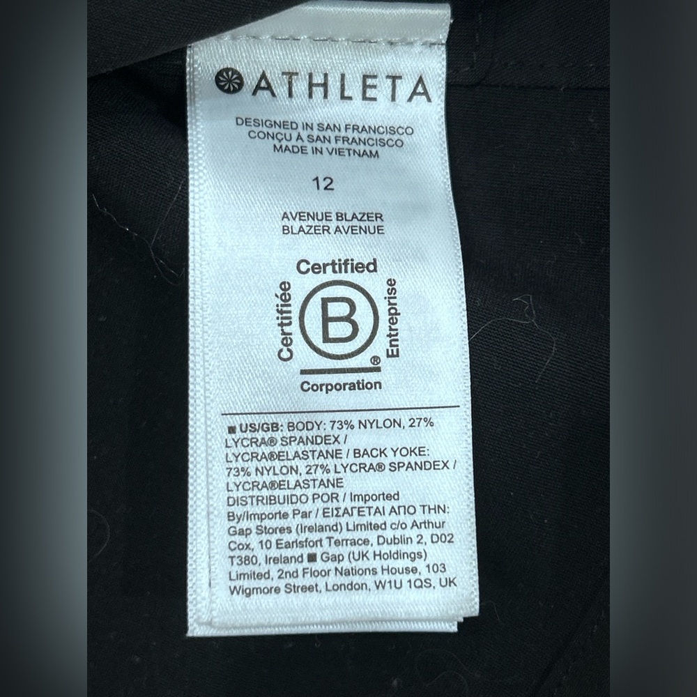 Athleta Women’s Black Avenue Blazer Jacket Size 12 - Picture 4 of 10